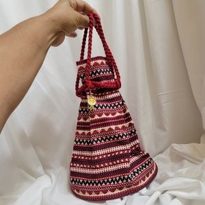 Colorful Ethnic Handwoven Textile Drawstring Bohemian Handbag
